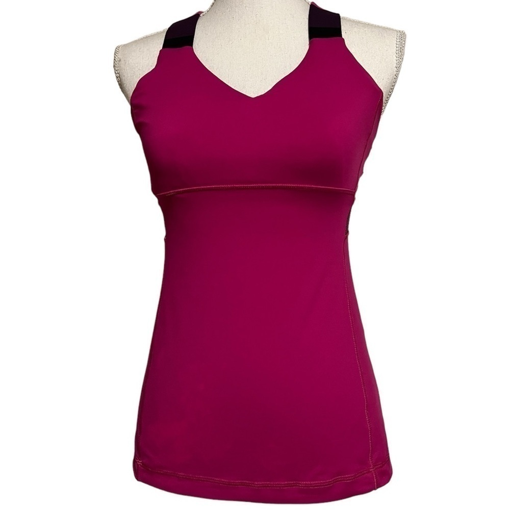 LULULEMON WOMENS SIZE 6 PINK PURPLE ATHLETIC TANK WITH CRISSCROSS STRAPS